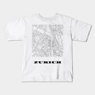 Map of Zurich, Switzerland Minimalist Line Drawing Kids T-Shirt